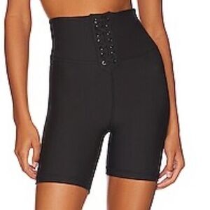 We Wore What Black Lace Up Bike Shorts XS